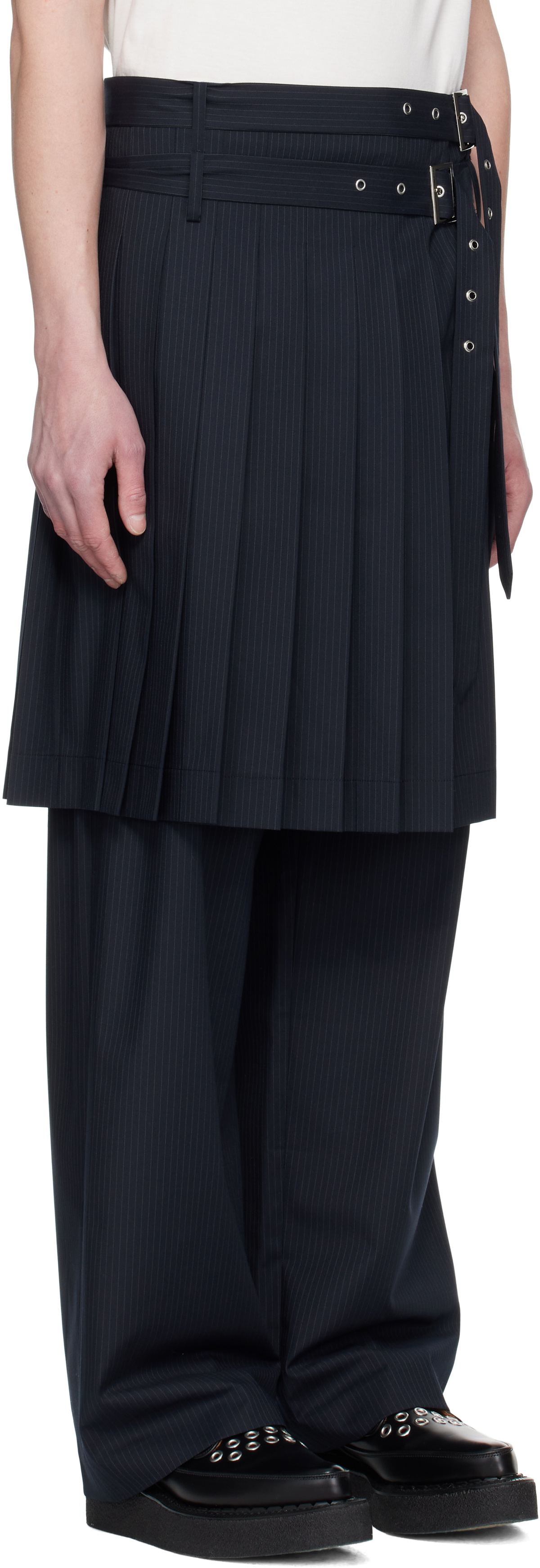 Charles Jeffrey LOVERBOY Navy Wide Leg Skouser Trousers