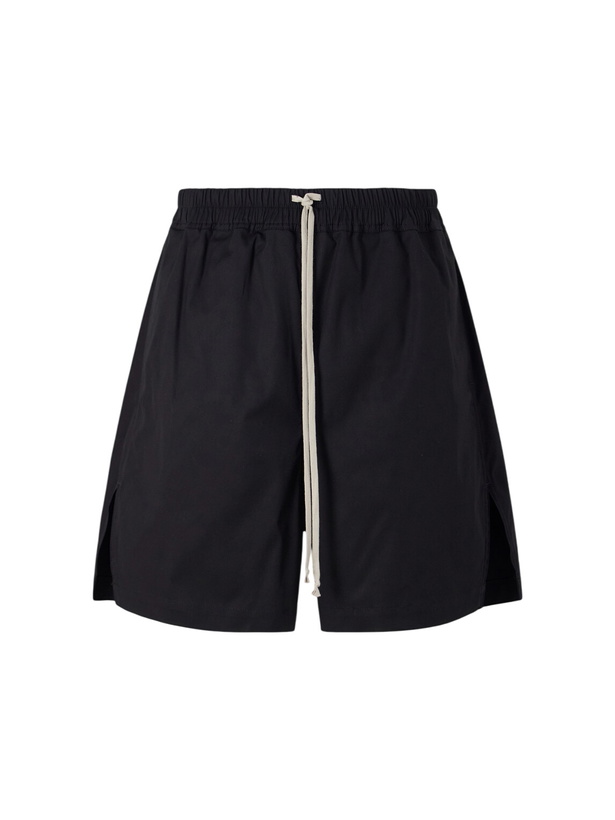 Photo: Rick Owens - Boxer Straight-Leg Cotton-Blend Canvas Drawstring Shorts - Black