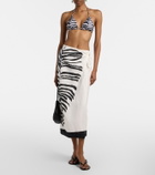 ViX Paula Hermanny Flora zebra-print linen-blend maxi skirt