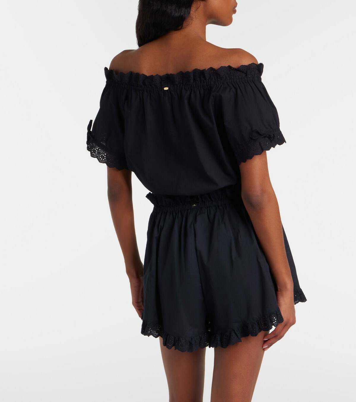 Poupette St Barth Nala broderie anglaise cotton poplin crop top