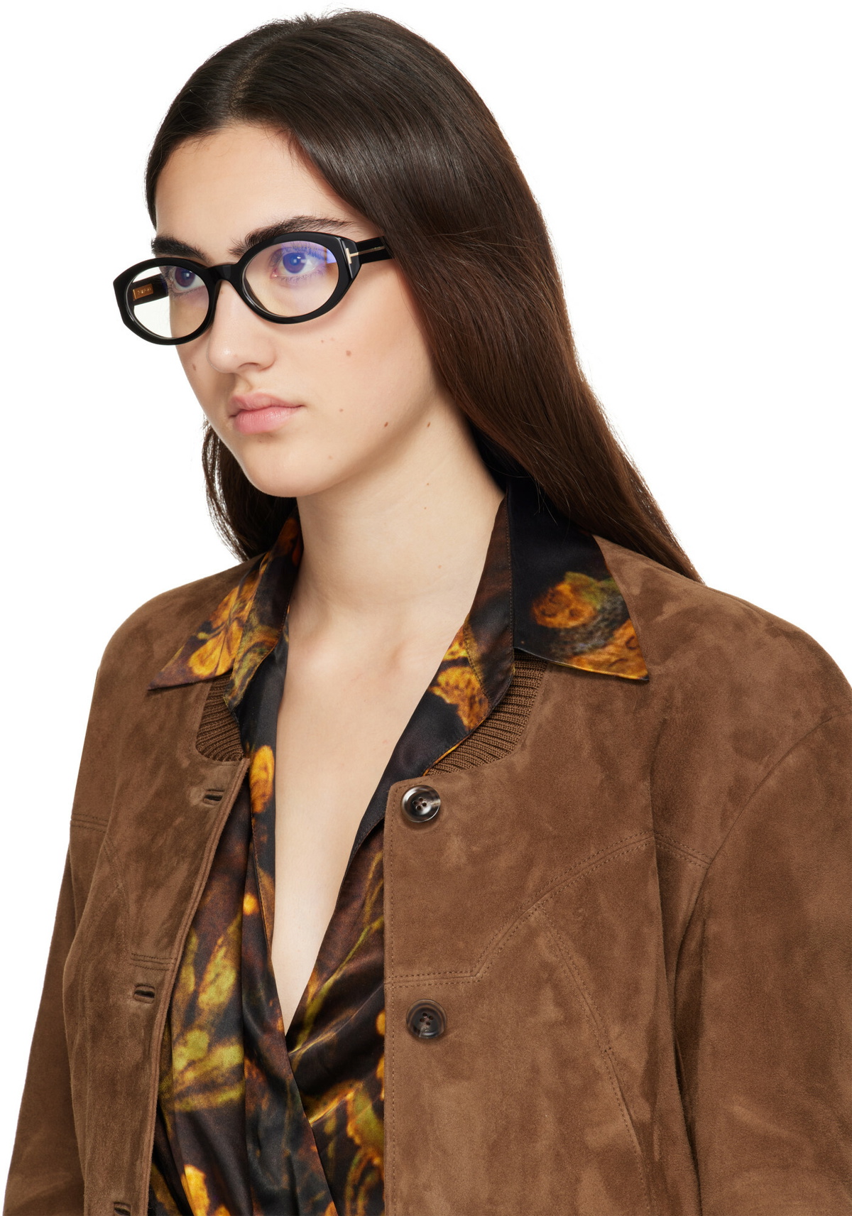 TOM FORD Black Oval Blue Block Glasses