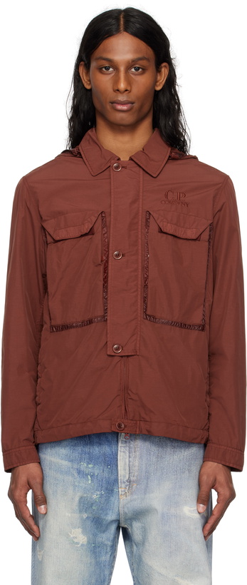 Photo: C.P. Company Brown Flatt Nylon Goggle Overshirt Jacket