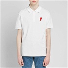 Comme des Garçons Play Men's Large Heart Polo Shirt in White