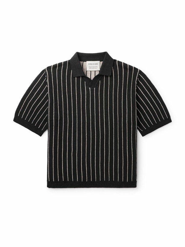 Photo: A Kind Of Guise - Mahua Striped Linen and Cotton-Blend Polo Shirt - Blue