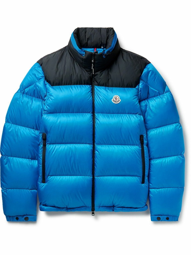 Photo: Moncler - Peuplier Logo-Appliquéd Quilted Shell and Ripstop Down Hooded Jacket - Blue