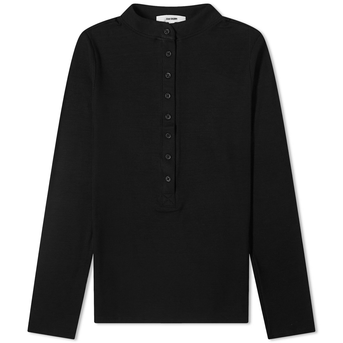 Joah Brown Women's Button Down Henley Long Sleeve Top in Black