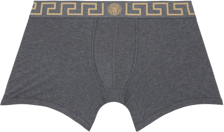 Photo: Versace Gray Cotton-Jersey Long Boxer Briefs