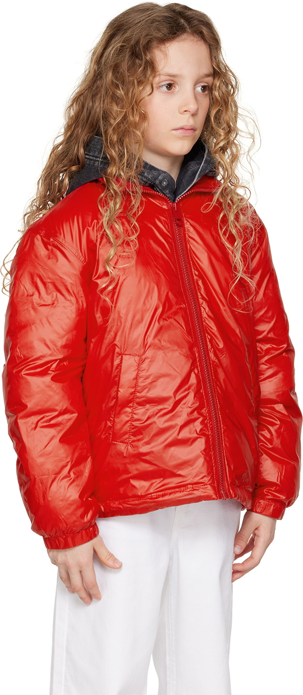 Diesel Kids Red Zipped Puffer Jacket