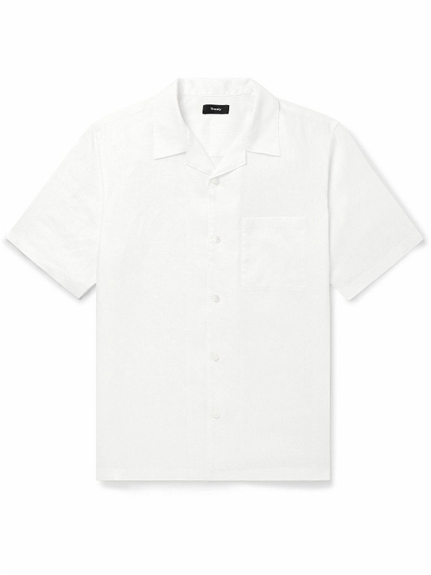 Photo: Theory - Noll Camp-Collar Linen Shirt - White