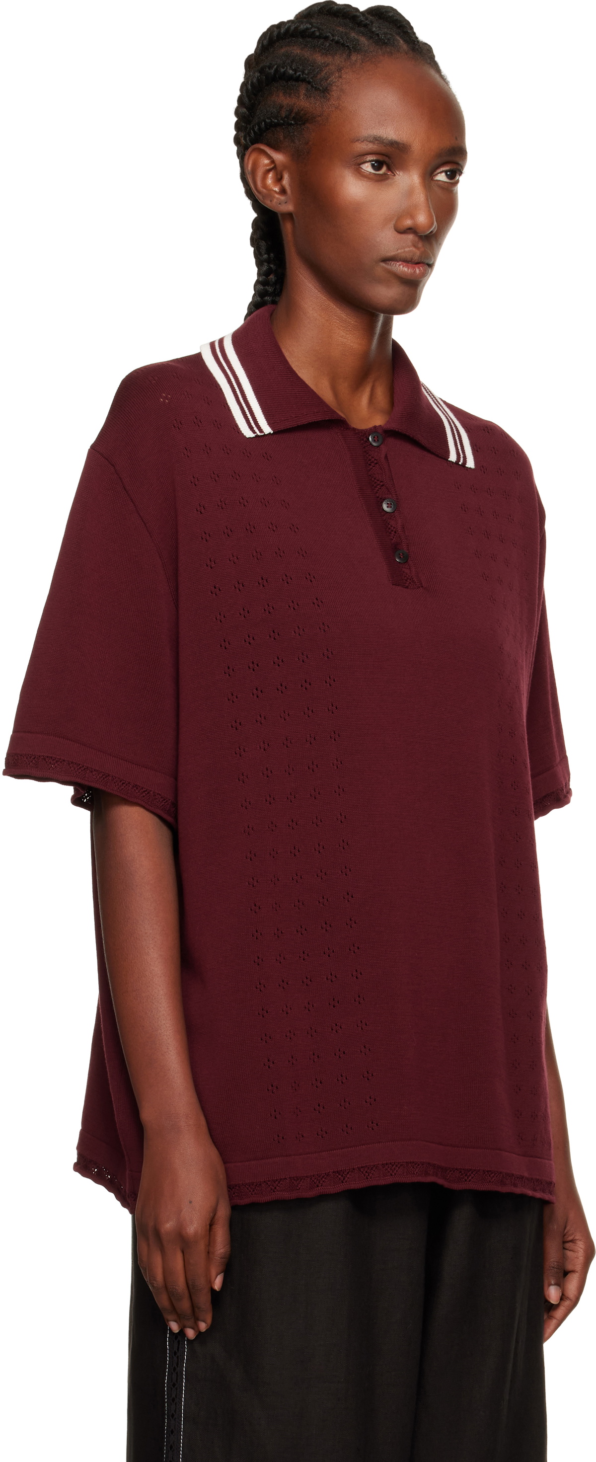 Cordera Burgundy Organic Cotton Pointelle Polo