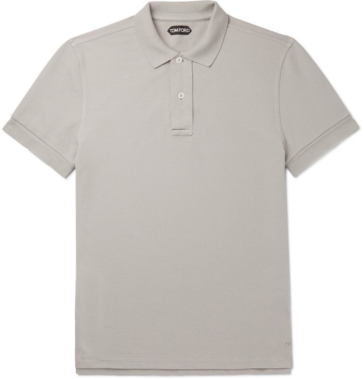 Photo: TOM FORD - Slim-Fit Garment-Dyed Cotton-Piqué Polo Shirt - Gray