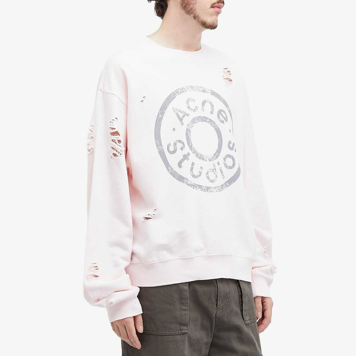 Acne Studios Men's Franziska Button Logo Sweatshirt in Faded