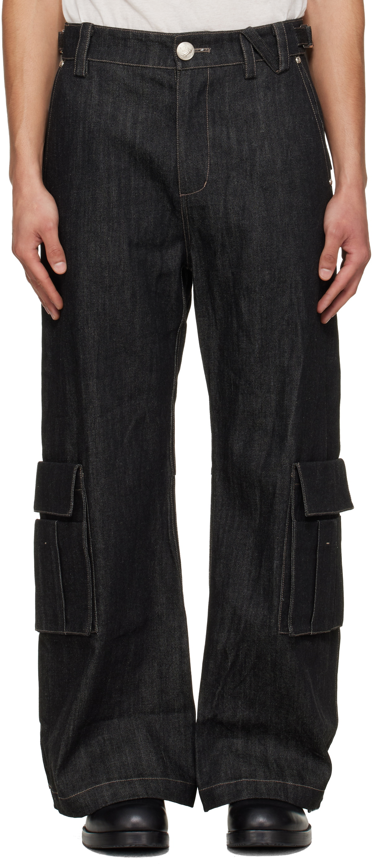 nullus 24ss SNAP FIN FLARED JEANS デニム NULLUS Black Whale Fin Snap-On Flared Jeans NULLUS