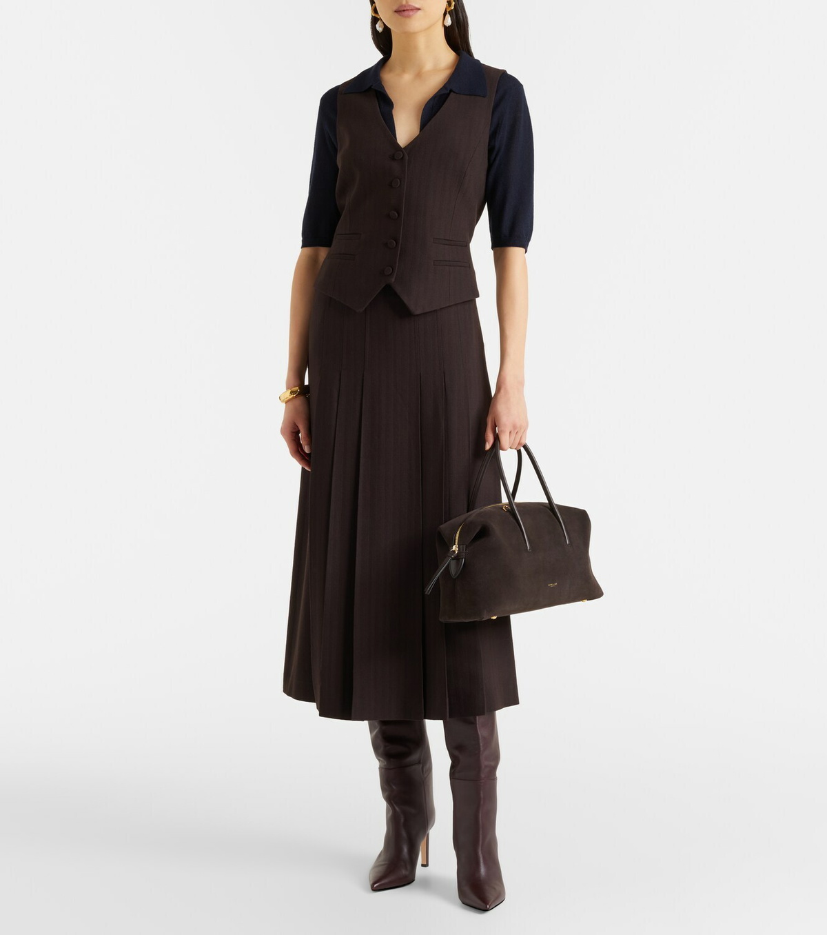 DeMellier Stockholm Midi suede top-handle bag