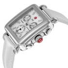 Michele Signature Deco White Mother of Pearl Dial Silver Leather Ladies Watch MWW06P000023