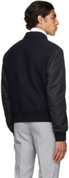 Hugo Navy Wool Twill Bomber Jacket