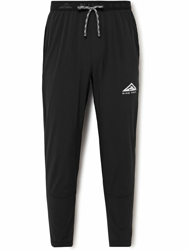 Photo: Nike Running - Trail Dawn Range Tapered Logo-Print Dri-FIT Track Pants - Black