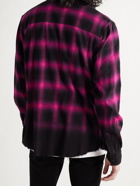 AMIRI - Dégradé Distressed Checked Cotton-Blend Flannel Shirt - Pink