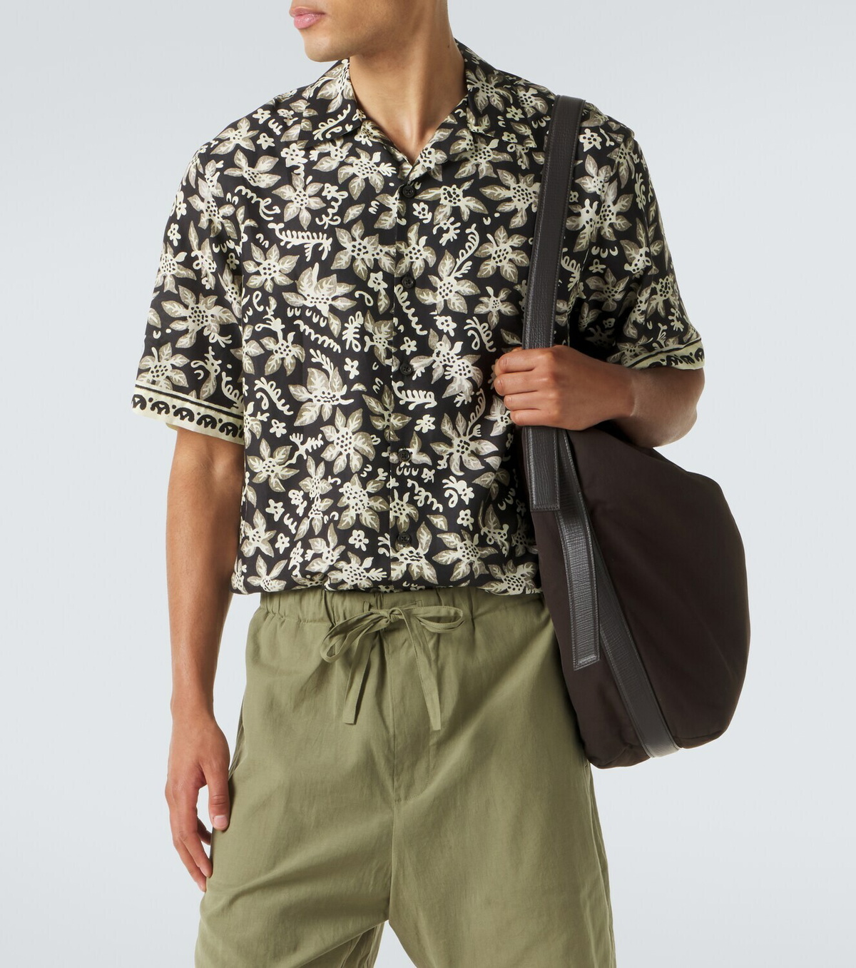 Commas Printed cotton and silk bowling shirt