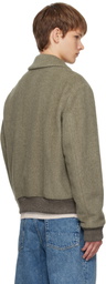 BOSS Khaki Regular-Fit Herringbone-Patterned Jacket