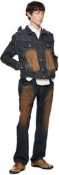 Juntae Kim Blue Gathered Denim Jacket