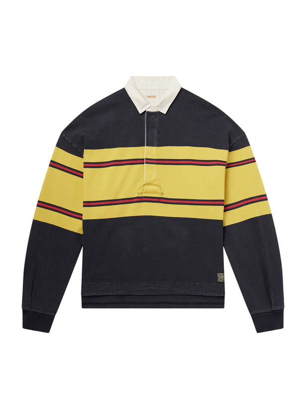 Photo: KAPITAL - BIG Striped Cotton-Jersey Polo Shirt - Black