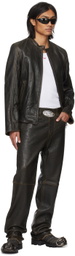 Diesel Brown P-Kooman Leather Pants