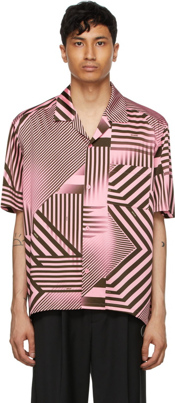 Photo: We11done Pink Geometric Print Short Sleeve Shirt