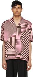 We11done Pink Geometric Print Short Sleeve Shirt