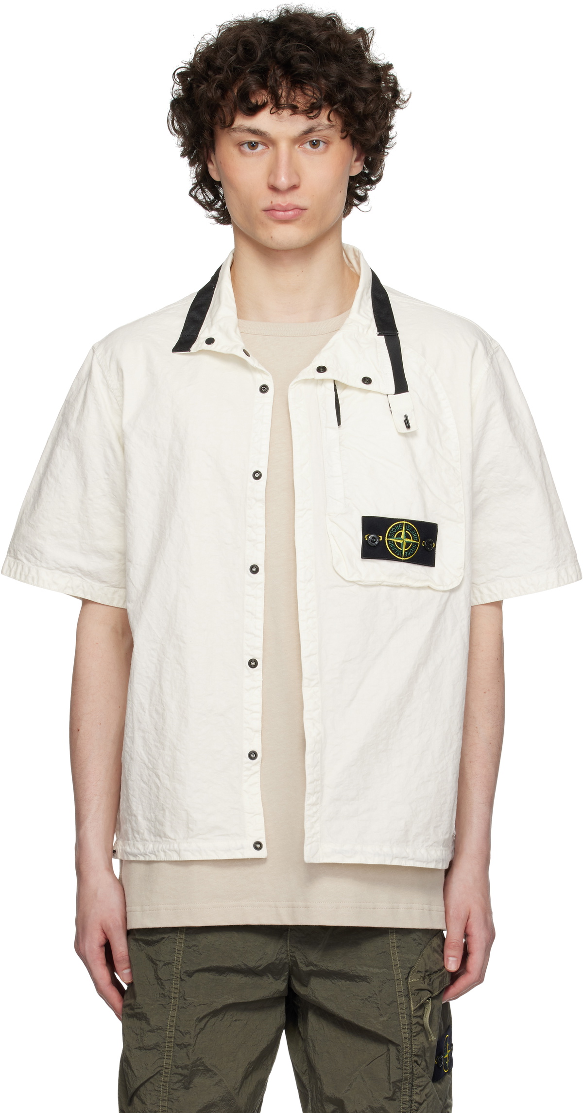 Stone Island Off-White Organic Look Nylon Panama-TC Shirt Stone Island