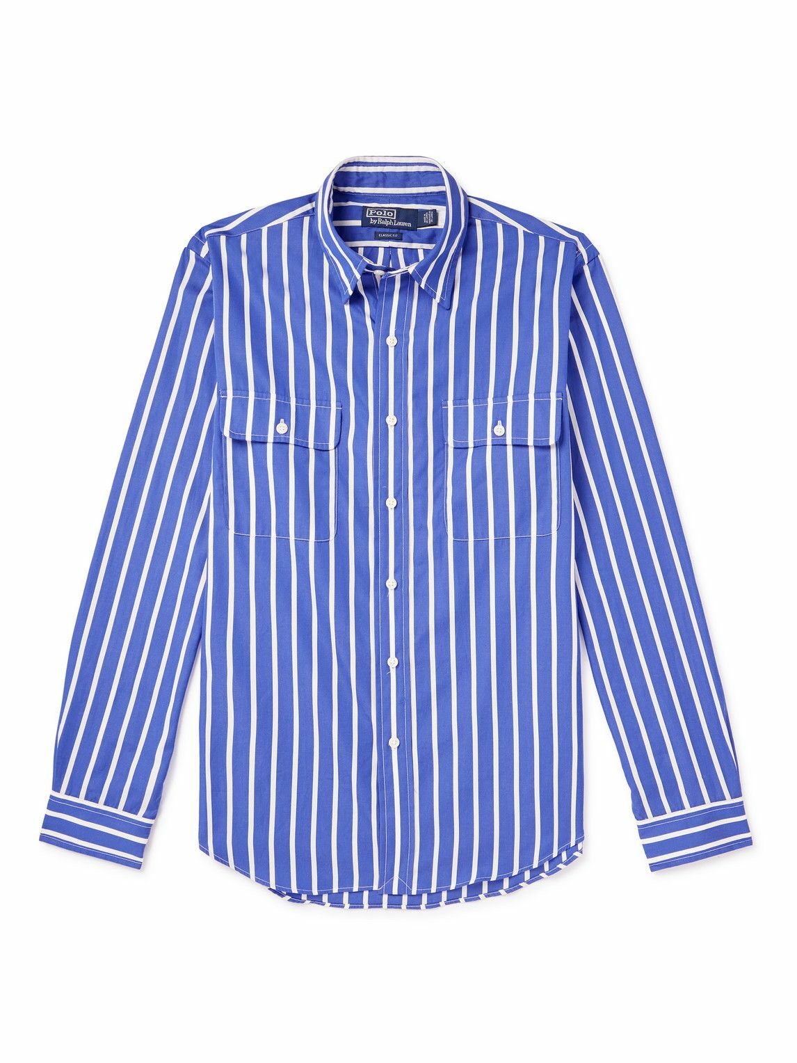 Polo Ralph Lauren - Cutaway-Collar Striped Cotton-Poplin Shirt - Blue ...