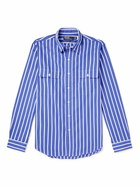 Polo Ralph Lauren - Cutaway-Collar Striped Cotton-Poplin Shirt - Blue