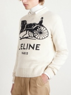 CELINE - Slim-Fit Logo-Intarsia Cashmere Sweater - White