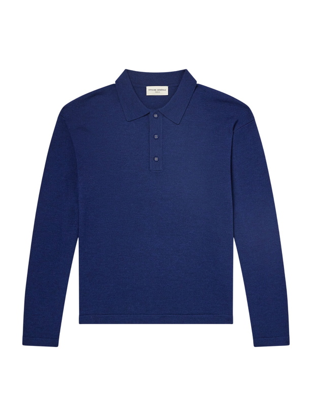 Photo: Officine Générale - Bay Merino Wool Polo Shirt - Blue