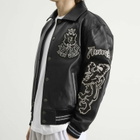Avirex Men's Goth Varsity Leather Jacket in Black