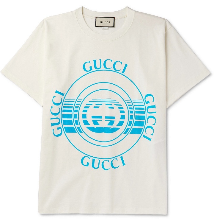 Photo: Gucci - Printed Cotton-Jersey T-Shirt - White