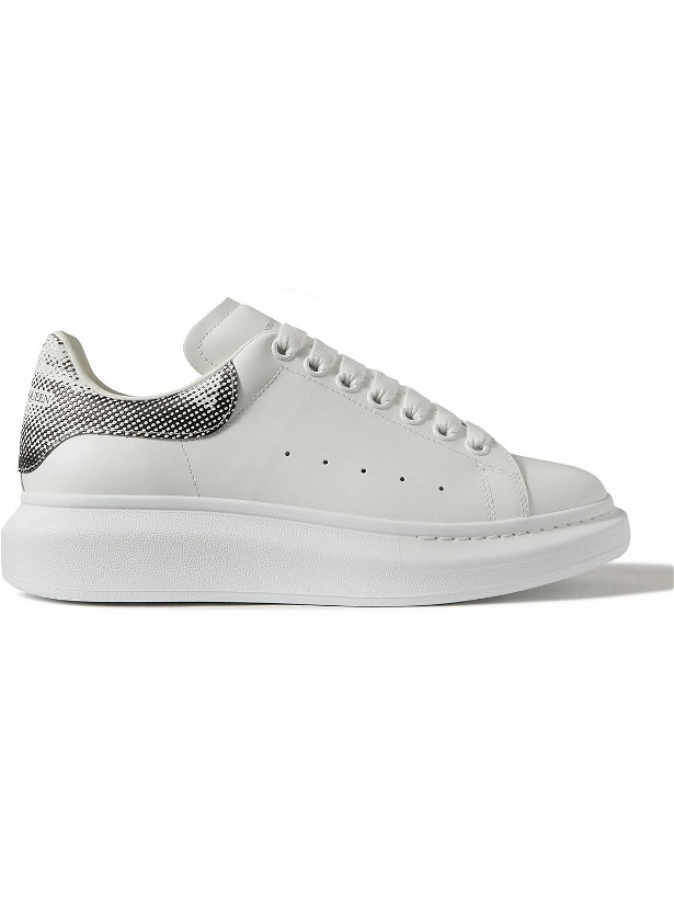 Photo: Alexander McQueen - Printed Exaggerated-Sole Leather Sneakers - White