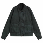 Dries Van Noten Men's Heavy Weight Denim Washed Jacket in Petrol