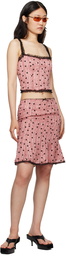 GUIZIO Pink Floral Midi Skirt