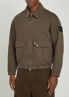Stone Island Patch Pocket Denim Bomber Jacket Burgundy
