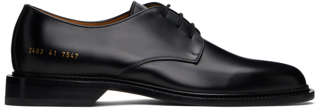 Common Projects Black Polished Leather Derbys