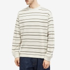 MHL by Margaret Howell Men's Matelot Stripe Crew Sweatshirt in Chalk/Assam