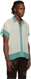 Bode White & Blue Sheer Georgette Shirt