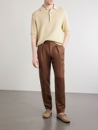 Slowear - Tapered Pleated Wool and Linen-Blend Trousers - Brown