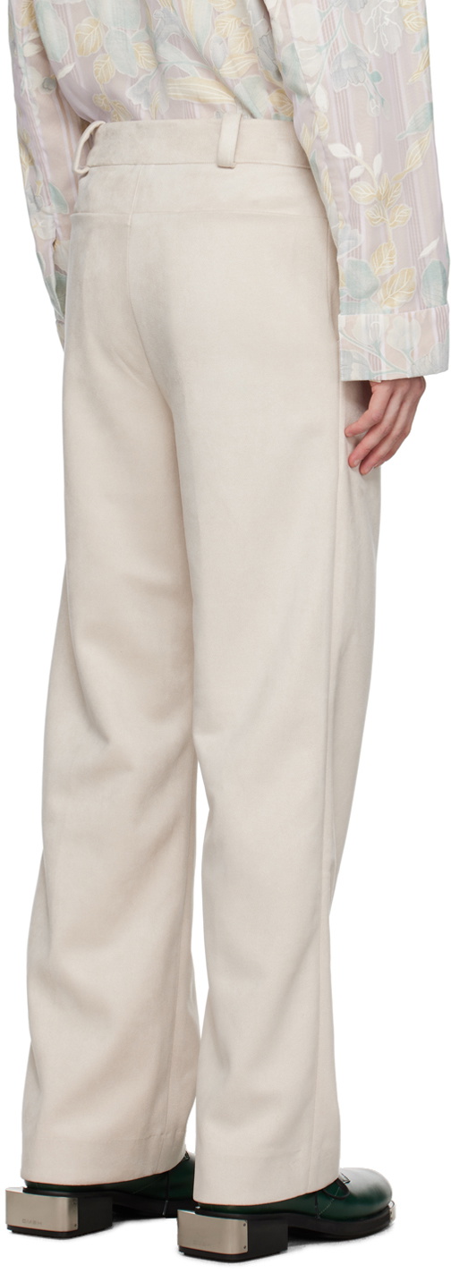 young n sang Beige Faux-Suede Trousers