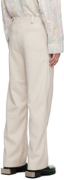 young n sang Beige Faux-Suede Trousers