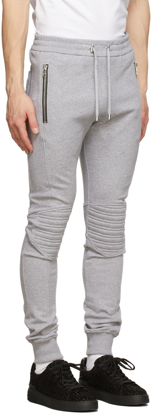 Balmain Grey Embossed Logo Lounge Pants Balmain