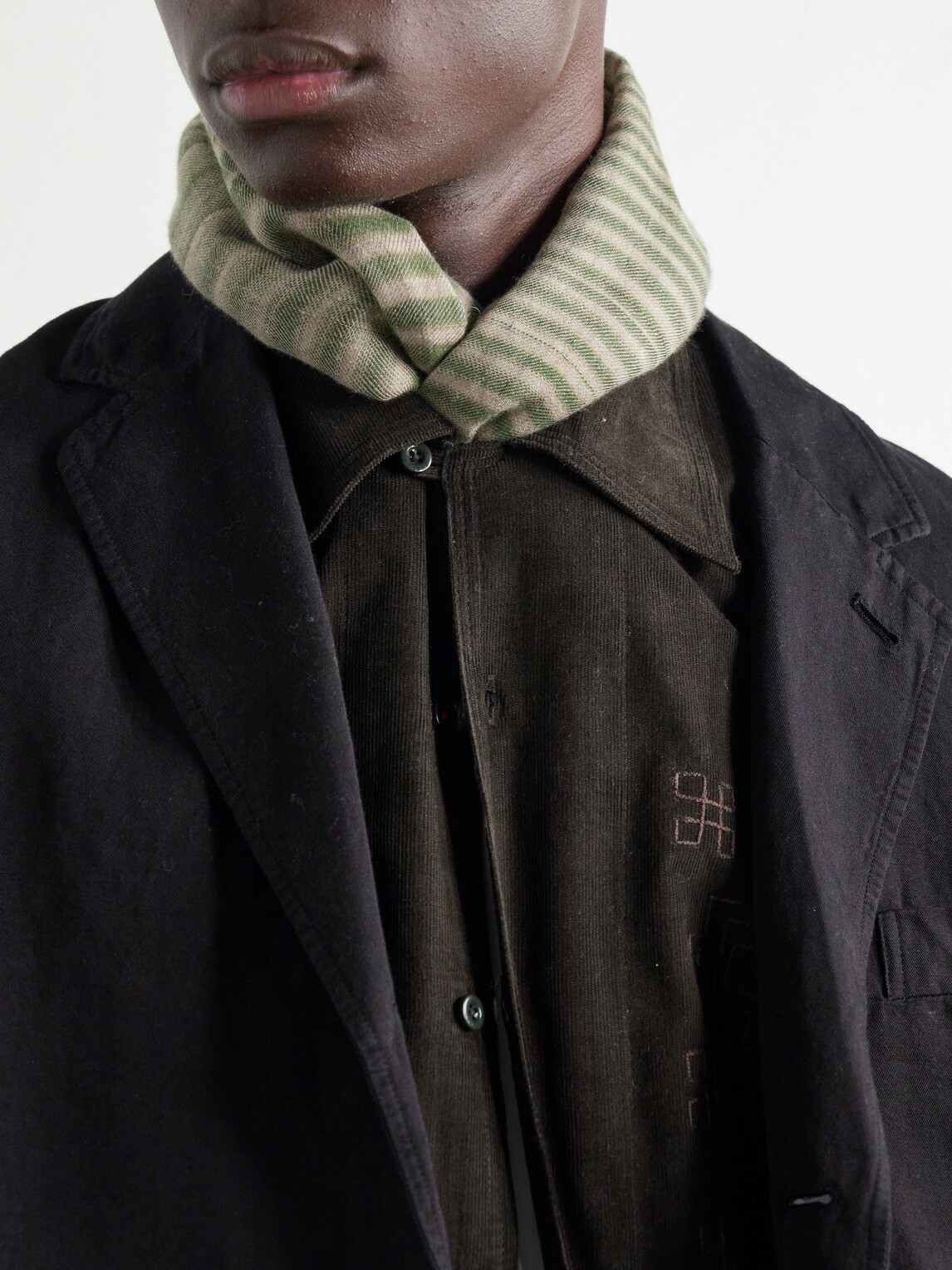 Kardo - Embroidered Striped Cashmere Scarf