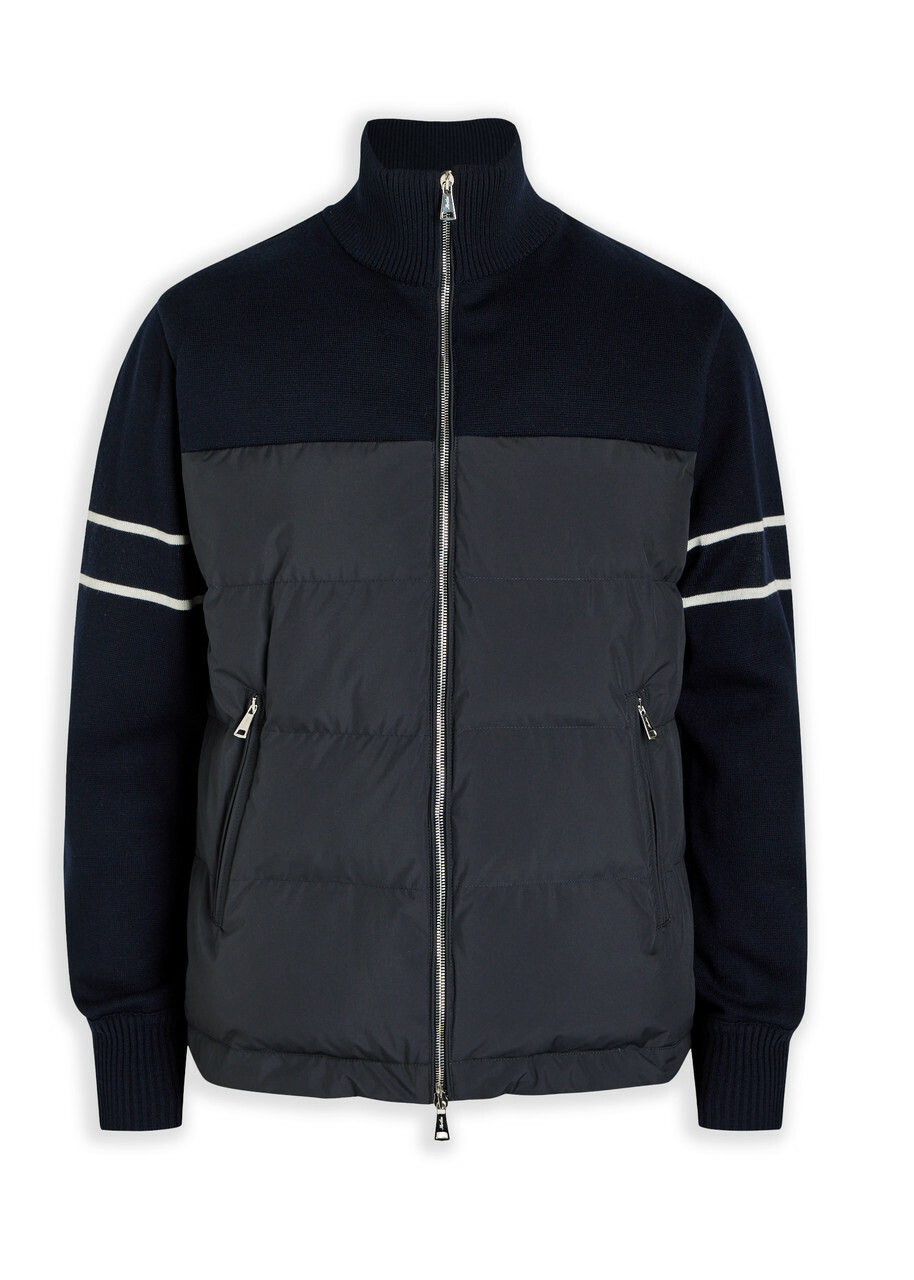 Aurélien Frost Quilted Wool-blend and Shell Jacket Navy