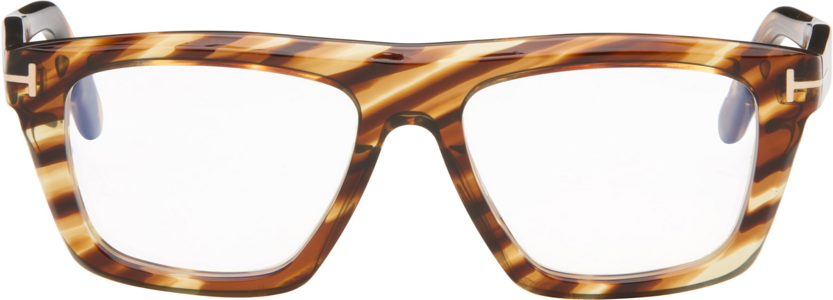 TOM FORD Brown Blue Block Rectangular Glasses